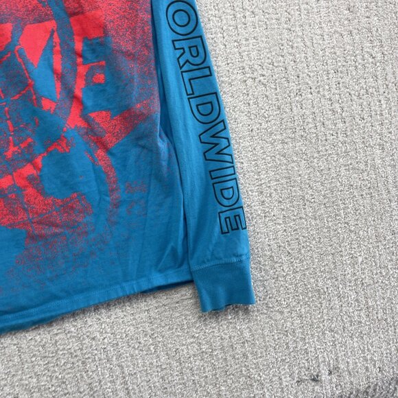 Y2K Nike Worldwide Long Sleeve Shirt Mens Size M Tee Blue / Orange Globe - Picture 5 of 13